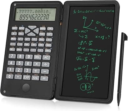Foldable Portable Desktop Scientific Calculator, Calculator with Erasable Writing Board 10-Digit LCD Display Physics Geometry Calculator for Student Teacher Office Business High School-Black - Best Deal Finder