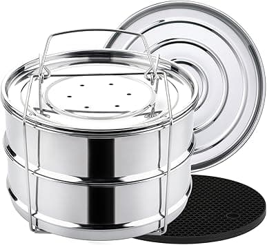 Aozita (5.7l) - Stackable Steamer Insert Pans with Sling for 5/6/7.6l Instant Pot Accessories - Stainless Steel Food Steamer for Pressure Cooker, Baking, Lasagna Pans, Upgrade Interchangeable Lids ... on Amazon.ae - Price Tracker