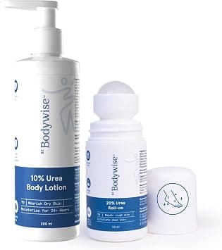 Be Bodywise Dry Skin & Heel Repair Kit | Deeply Hydrates & Exfoliates Skin | Infused with Ceramides | 20% Urea Foot Roll On (50ml) + 10% Urea Body Lotion (200ml) on Amazon.ae - Price Tracker