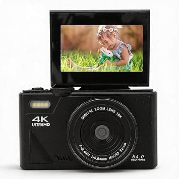 Dpofirs Dpofirs 64MP 4K Digital Camera 18X Zoom | 3' Flip Screen Vlogging Camera with Autofocus & Stabilization, Webcam, Time Lapse, Slow Motion for Teens on Amazon.ae - Price Tracker