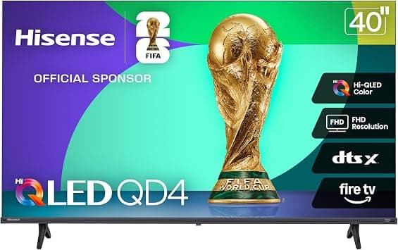 Hisense 40-Inch Class QD4 Series QLED FHD Smart Fire TV (40QD4QF, 2025 Model) - Quantum Dot Color, DTS Virtual: X, Alexa Built in, Slim Bezel Design - متتبع أسعار Amazon.sa