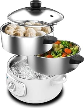 Cecotec Electric Steamer 1300W Power Stainless Steel Vessels 10L Capacity Adjustable Time Auto Shut-off Easy Cleaning Special Lid Healthy Cooking on Amazon.ae - Price Tracker