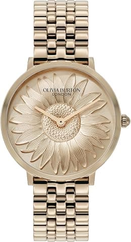 Olivia Burton Womens Sunflower Quartz Basic, Rose Gold, One Size - Best Deal Finder
