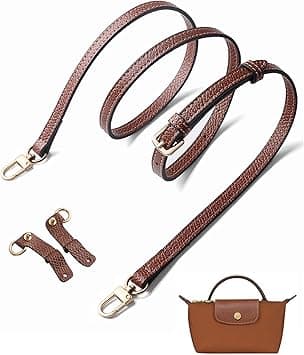 Shoulder Strap for Longchamp Leather Wallet Strap for Conversion Kit, Leather Shoulder Strap for Mini Bags, Original Mini Bag Pouch Bag Strap, Adjustable Replacement Shoulder Strap (Brown + Gold on Amazon.ae - Price Tracker