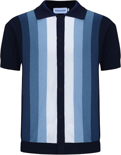 OXKNIT Men’s Knitted Vintage Polo Shirt, 1960s Mod Style Retro Polo Textures Shirt with Double Line Neck on Amazon.ae - Price Tracker