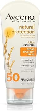 Aveeno Natural Protection Oil-Free Mineral Sunscreen Lotion, SPF 50 Sun Protection for Sensitive Skin, 3 oz - Best Deal Finder