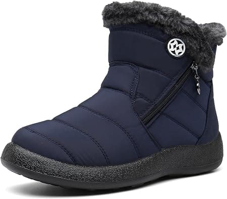 Hsyooes Winter Boots Women's Waterproof Winter Shoes Warm Ankle Boots Winter Snow Depth Lined Short Shaft Boots Non-Slip Slip-On Boots Flat on Amazon.ae - Price Tracker