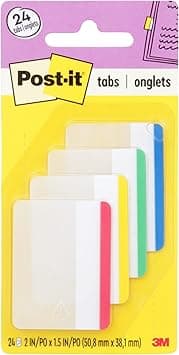 Post-it Tabs, 2 in., Lined, Assorted Primary Colors, Durable, Writable, Repositionable, Sticks Securely, Removes Cleanly, 6 Tabs/Color, 4 Colors, 24 Tabs/Pack, (686F-1),Assorted Primary Colors Lined - Amazon.ae Price Tracker