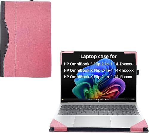 Laptop Cover Case for HP OmniBook X Flip/HP OmniBook 5 Flip 14"[not Compatible with Any Other Model] 2-in-1 Detachable PU Leather Shell Notebook Sleeve (Pink) على Amazon.ae - متتبع الأسعار