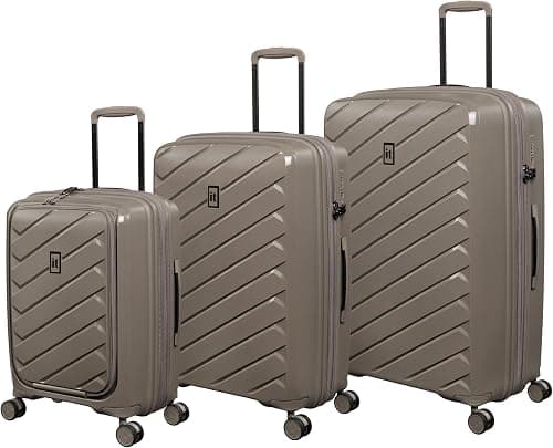 it luggage Influential 3-Piece Set | Hard Shell Travel Bag Luggage | Expandable Trolley Luggage Bag Set with 8x 360 Spinner Wheels TSA Lock Lightweight Polypropylene Suitcases (Taupe, 3-Piece Set) على Amazon.ae - متتبع الأسعار
