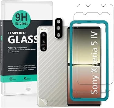 Ibywind For Sony Xperia 5 IV 5G Screen Protector 6.1",2 Pack 9H Hardness Tempered Glass,With 1Pc Camera Lens Protector,1Pc Back Carbon Fiber Film,Easy to install على Amazon.ae - متتبع الأسعار