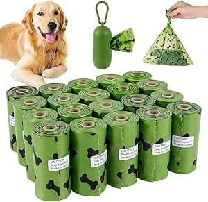 SKY-TOUCH 20Rolls-300pcs Dog Poop Bags Pet Dog Supplies for Dogs include 1pcs Green Adjustable Dispenser，Extra Thick and Strong, 100% Leak Proof, Biodegradable Waste Bag on Amazon.ae - Price Tracker
