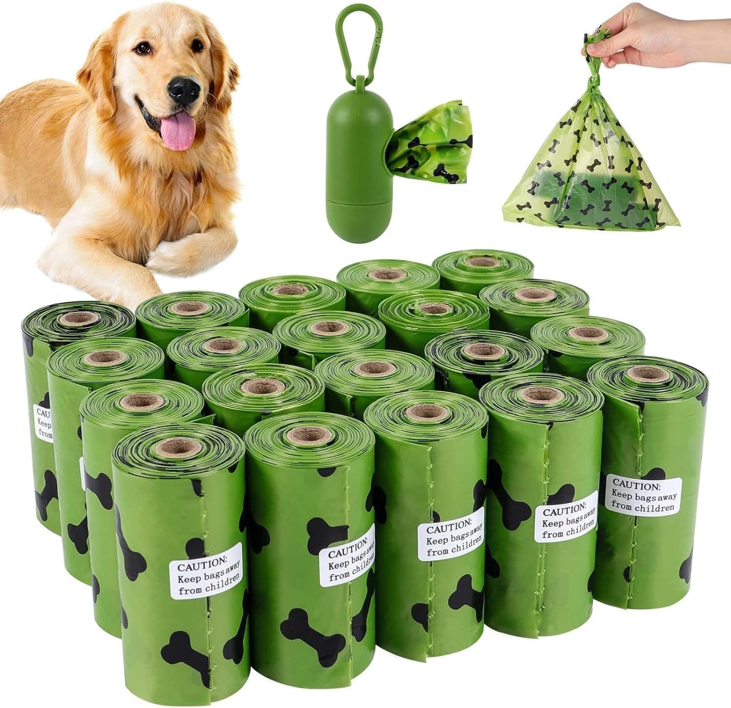 SKY-TOUCH 20Rolls-300pcs Dog Poop Bags Pet Dog Supplies for Dogs include 1pcs Green Adjustable Dispenser,Extra Thick and Strong, 100% Leak Proof, Biodegradable Waste Bag on Amazon.ae - Price Tracker