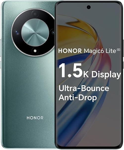 Magic 6 Lite 5G Smartphone | 512GB ROM + 8GB RAM | 6.78" AMOLED 120Hz Display | 108MP Triple Camera | Snapdragon 6 Gen 1 | Android 13 | 5300mAh Battery | Dual SIM | NFC | Magic OS 7.2 (Emerald Green) on Amazon.ae - Price Tracker