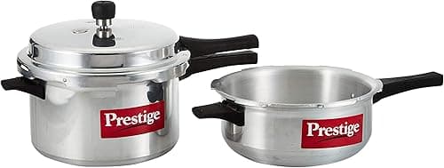 Prestige Popular 2 Pcs Pressure Cooker Set | Aluminium Pressure Cooker With Lid and Pressure Pan without Lid | Silver - MPP10100 on Amazon.ae - Price Tracker