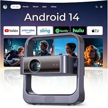 Smart Mini Projector Android TV OS with WiFi and Bluetooth, Auto Focus & Keystone Portable Outdoor Proyector, 4K Support Home Movie Projector with 135° Stand على Amazon.ae - متتبع الأسعار