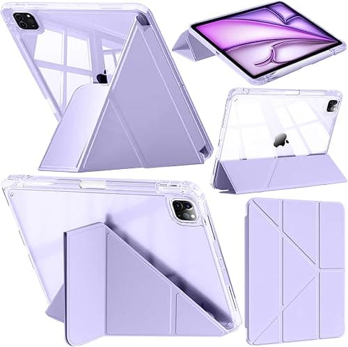 Case for iPad Air 11 Inch M4/M3/M2, iPad Air 5/4 10,9" Purple | iPad Pro 11" 4th/3rd/2nd/1st Gen Slim Y-Stand Clear Back Cover, Pencil Holder, Auto Wake Sleep على Amazon.ae - متتبع الأسعار