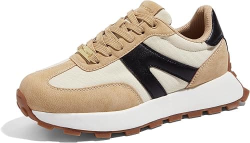 LUCKY STEP Women's Platform Fashion Sneakers Retro Classic Trainers Casual Lace-up Stylish Tennis Running Walking Shoes على Amazon.ae - متتبع الأسعار