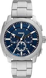 Fossil Men's Machine Chronograph Stainless Steel Watch, Silver/Blue, 44MM, Modern - Best Deal Finder