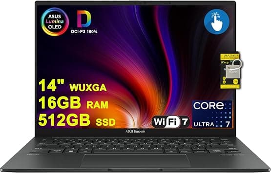 ASUS Zenbook 14 Designer Laptop 14" WUXGA Lumina OLED Touch (500nits HDR, 100% DCI-P3) Intel 16-core Ultra 7 255H (Up to 13 Tops) 16GB DDR5 512GB SSD for Work Business Win11 ICP Hub on Amazon.ae - Price Tracker
