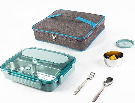 4 compartment Lunch box for Adults for Office, Insulated Bento Box with Tableware, Bag & Soup Bowl 1400 ml Premium Quality Leakproof, Dishwasher Safe, BPA Free on Amazon.ae - Price Tracker