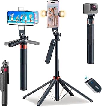 180cm Selfie Stick Tripod, All in One Extendable Phone Tripod Stand with 360° Rotation for iPhone and Android Phone Selfies-Vlogging, Live Streaming. - متتبع أسعار Amazon.ae