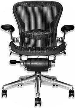 Herman Miller Aeron Chair Size B Fully Loaded | Lumbar Support | Forward and Rear TIlt | Polished Aluminium | Renewed on Amazon.ae - Price Tracker