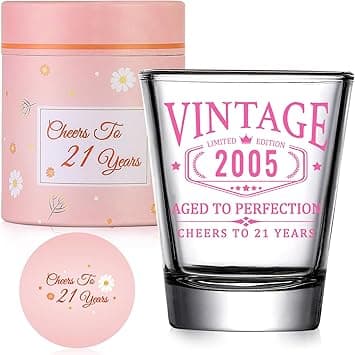 21st Birthday Gifts for Her - Limited Edition Shot Glass - Vintage 2004 Cheers To 21 Years, Finally 21 Party Decorations Supplies - Turning 21 Bday Present for Girl Women Sister Daughter Friends - Amazon.ae Price Tracker