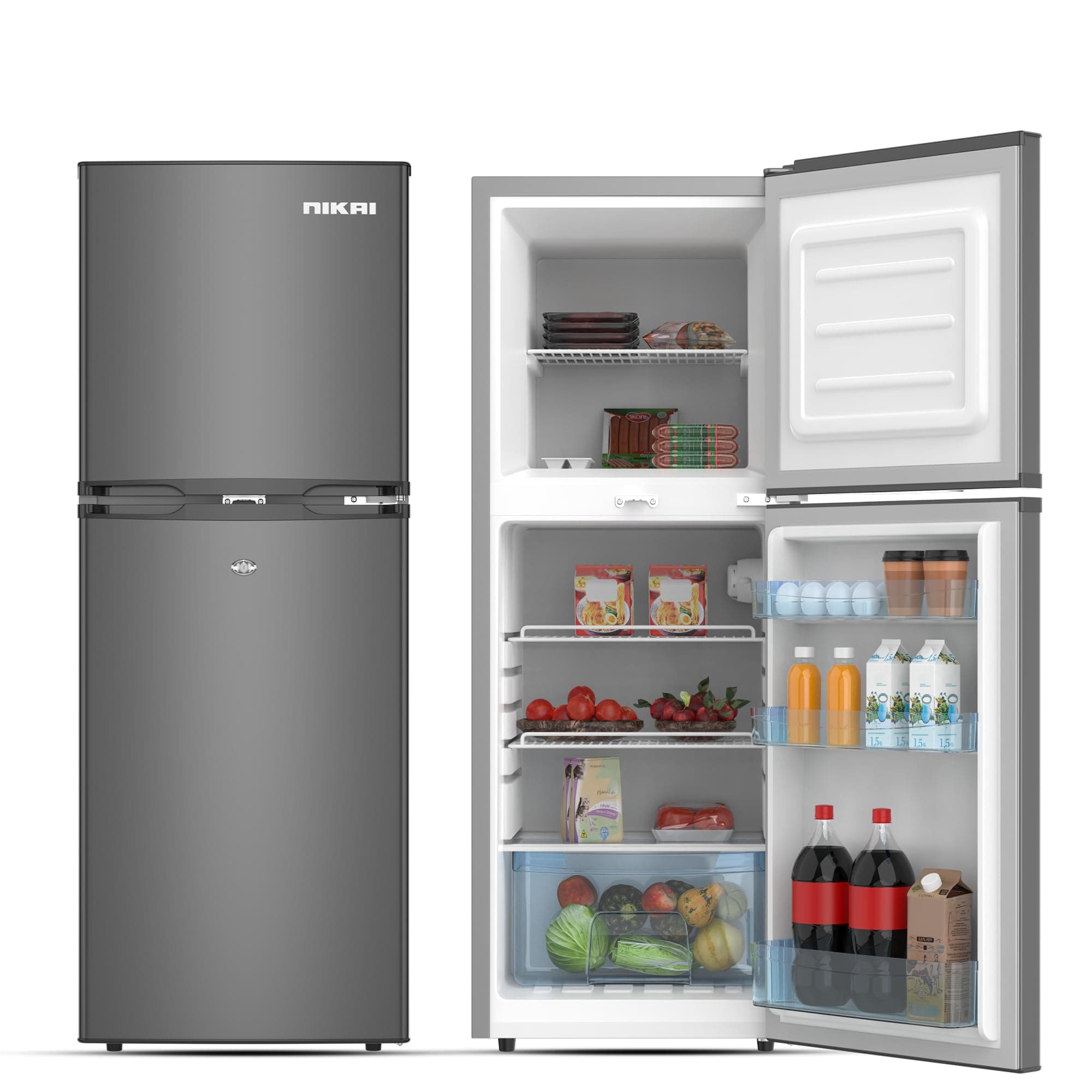 Nikai 190L Gross/138L Net, Double Door Refrigerator with Vegetable Crisper & Adjustable Glass Shelves, Defrosting & Temperature Control, Ideal for Kitchen, Bedroom, Office & Hotels - NRF190DN4S Silver on Amazon.ae - Price Tracker