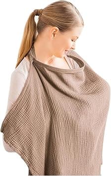 Muslin Nursing Cover for Baby Breastfeeding,Breathable 100% Cotton Breastfeeding Cover with Arch Neckline,Privacy Breast Feeding Cover for Mother Nursing Apron, Multi-use Carseat Canopy(Summer Wheat) on Amazon.ae - Price Tracker