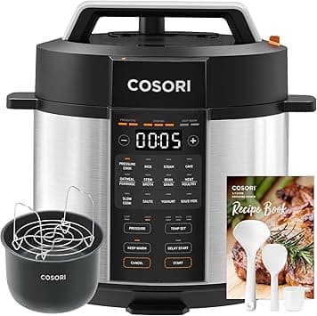 COSORI Pressure Cooker Electric 5.7L, Stainless Steel, 14 Functions, 9-in-1 Multi Cooker(Slow&Rice Cooker, Sous Vide, Cake Maker, etc.), 70% Faster, Non-Stick, 65+ Recipes(Cookbook&Online) on Amazon.ae - Price Tracker