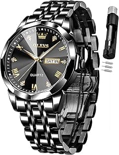 OLEVS Watch for Men Diamond Business Dress Analog Quartz Stainless Steel Waterproof Luminous Date Two Tone Luxury Casual Wrist Watch - Amazon.ae Price Tracker