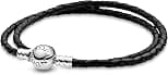Pandora Icons Lederarmband, Silber, doppelt - متتبع أسعار Amazon.sa
