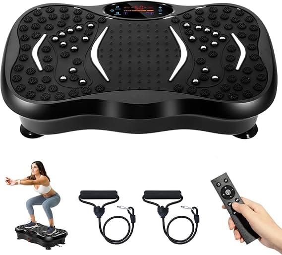 EVOLAND Vibration Plates, Vibration Fitness Exercise Machine for Home Use, with Bluetooth Speaker, 5 Program Modes, 2 Resistance Bands, Vibration Fitness Trainer, 330lb Max Load (B) on Amazon.ae - Price Tracker