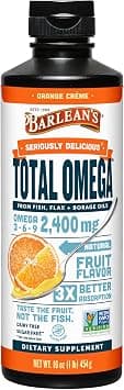 Barlean's Total Omega 3 6 9 Fish Oil Liquid Supplement, Orange Crème with Borage and Flaxseed Oil, 2,400 mg of Omegas EPA and DHA Plus GLA for Joint and Heart Health, 16 oz on Amazon.ae - Price Tracker