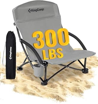 KingCamp Low Beach Chairs for Adults 2 Pack Folding Portable Lightweight Lawn Chair Heavy Duty Oversized Camping Chair with Cup Holder Carry Bag for Outdoor Picnic Pool Concert Travel Grey… على Amazon.ae - متتبع الأسعار