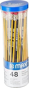 MAXI CLASSIC HEXAGONAL GRAPHITE PENCIL HB WITH ERASER TIP JAR OF 48PC, Black, LP48J - Amazon.ae Price Tracker