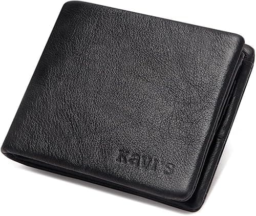 OVERS KAVI'S Genuine Leather Wallet for Men's,RFID blocking Slim Bifold Wallet,Cardholder Large Storage Wallet,Genuine Leather Money Bag for Men (BLACK) on Amazon.ae - Price Tracker