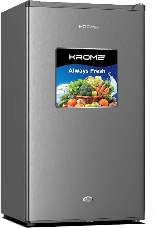 KROME 120L Gross Single Door Refrigerator, Ideal for Small Spaces,Compact Freezer,Reversible Door, Mini Fridge Suitable for Kitchen, Bedroom, Office & Bar, inox, 5 Year Compressor Warranty, KR-RDC120H on Amazon - Best Deal Finder