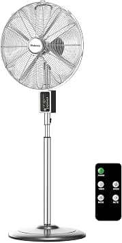 HOLMES 16" Chrome Digital Stand Fan, 75° Oscillation, 3 Speeds, 4 Blades, 3 Modes, Adjustable Height, 18° Head Tilt, Ideal for Home, Bedroom or Office, Remote Control على Amazon.ae - متتبع الأسعار