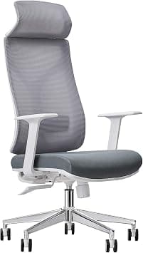 Home Executive Office Chair Ergonomic Computer Chair Wide Seat With Large Headrest, Modern Desk Chair Lumbar Support, Adjustable Armrests Mesh Chair, White on Amazon.ae - Price Tracker
