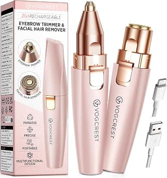 VG VOGCREST Eyebrow Facial Trimmer: 2 in1 Rechargeable Facial Hair Removal and Eyebrow Shaver - Face Lips Body Painless Facial Razor with Built-in LED Light (Pink) on Amazon.ae - Price Tracker