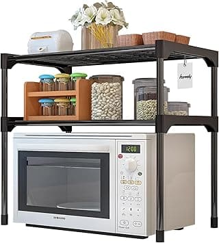 Hermily 2-Tier Kitchen Organizer Stand Shelf with Removable Storage Baskets, Durable Metal Construction, Space-Saving Countertop Organizer for Microwave, Small Appliances, Spices, Utensils, Black on Amazon.ae - Price Tracker