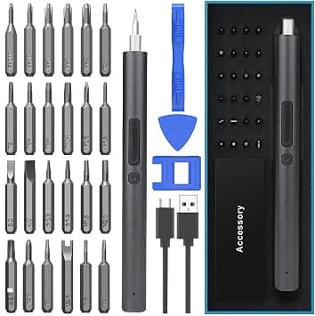 Mini Power Automatic Screwdriver, 28 IN 1 Electric Cordless Precision Screwdriver Set with 24 Bits, Rechargeable Portable Magnetic Repair Tool Kit with LED Lights for Glasses, Laptops, Watches on Amazon.ae - Price Tracker