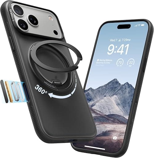 TORRAS 360 Rotatable Stand for iPhone 17 Pro Max Case, Compatible with Magsafe, Mil-Grade Protection, Slim Ergonomic Grip, Camera Control, Ostand O3 Fitness 6.9'', Black on Amazon.ae - Price Tracker