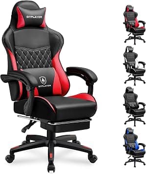 GTPLAYER Gaming Chair, High Back Leather Computer Gaming Chair with Footrest, Ergonomic Height Adjustable Office Chair with Removable Cover and Lumbar Support for Gaming and Work (Red) on Amazon.ae - Price Tracker