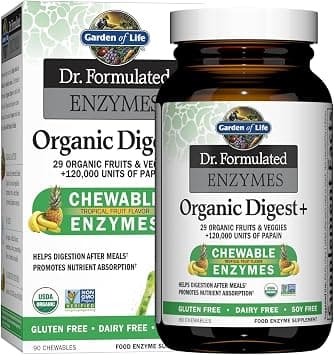 Garden of Life Organic Chewable Enzyme Supplement - Dr. Formulated Enzymes Organic Digest+, 90 Chewable Tablets - Best Deal Finder