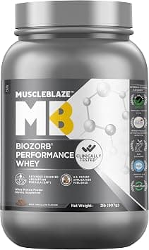 MuscleBlaze Biozorb Performance Whey Protein (Rich Chocolate, 2lbs / 907g) | Clinically Tested 50% Higher Protein Absorption على Amazon.ae - متتبع الأسعار