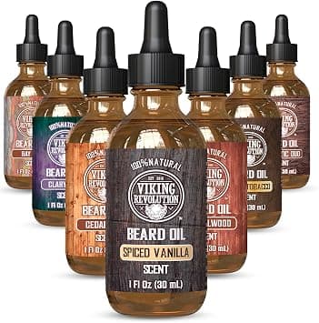 Viking Revolution Beard Oil for Men - All Natural Beard Oil with Argan Oil & Jojoba Oil Beard Conditioner and Softener - Strengthens Beards and Mustaches for Men (1 Pack, Spiced Vanilla) - Best Deal Finder