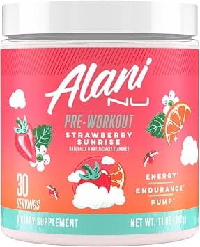 Alani Nu Pre Workout Powder Strawberry Sunrise, Amino Energy Boost, Endurance Supplement, Sugar Free, 200mg Caffeine, L-Theanine, Beta-Alanine, Citrulline, 30 Servings - Amazon.ae Price Tracker